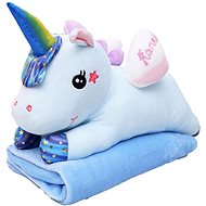 TEXTILOMANIA Plush Unicorn with baby blanket inside blue - Blanket