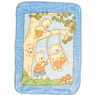 TEXTILOMANIE Modrá dětská deka Medvídek na houpačce 80 × 110 cm - Deka