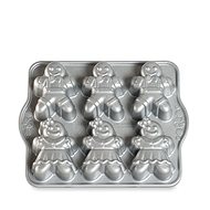 NORDIC WARE Metal plate with six small gingerbread figures, silver - Baking Mould