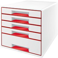 LEITZ WOW CUBE, 5 drawers, white-red - Drawer Box