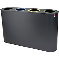 Lune Split Waste Sorting Set, anthracite, painted steel, 4 × 38 l - Rubbish Bin