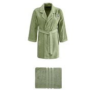 Soft Cotton - Short Women's Bathrobe Lilly in Gift pack with towel, light green, S - Bathrobe
