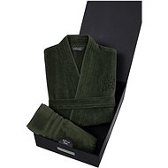 Soft Cotton - Men's Smart Bathrobe with towel, khaki, M - Bathrobe