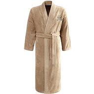 Soft Cotton - Men's Smart Bathrobe with towel, beige, M - Bathrobe