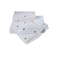 Soft Cotton Osuška Micro love 75 × 150 cm, bílá - červené srdíčka - Bath Towel