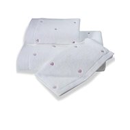 Soft Cotton Osuška Micro love 75 × 150 cm, bílá - lila srdíčka - Bath Towel
