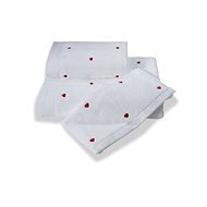 Soft Cotton Malý ručník Micro love 30 × 50 cm, bílá - červená srdíčka - Ručník