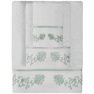 Soft Cotton Towel Diara 50 × 100 cm, white - mint embroidery - Towel
