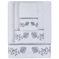 Soft Cotton Small towel Diara 30 × 50 cm, white - grey embroidery - Towel
