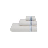 Soft Cotton Towel Chaine 75 × 150 cm, white - blue embroidery - Bath Towel