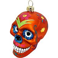Ozdoba lebka s ornamenty oranžová 9 cm - Vánoční ozdoby