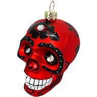 Ozdoba lebka s ornamenty červená 9 cm - Vánoční ozdoby