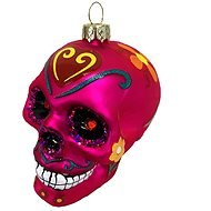 Ozdoba lebka s ornamenty růžová 9 cm - Vánoční ozdoby