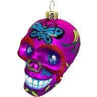 Ozdoba lebka s ornamenty fialová 9 cm - Vánoční ozdoby