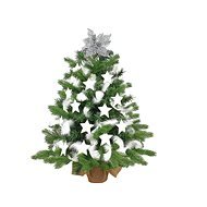 Ozdobený stromček KRÁĽ ZIMA 60 cm s 32 ks ozdôb a dekorácií s LED OSVETLENÍM - Vianočný stromček