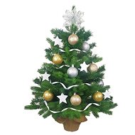 LAALU Christmas tree decorated with LED lights - STAR FEATHER, 27 ornaments, 60 cm - Christmas Tree