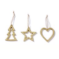LAALU Christmas ornaments - tree/heart/star, 8,5 cm, 3 pcs - Christmas Ornaments