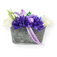 Tin box with purple flowers 20 x 14 cm - Decoration