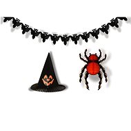 LAALU Set of 3 paper decorations: spider, hat, chain with bats - Decoration