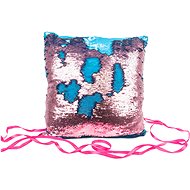 Decorative pillow pink and blue with sequins 40 cm - Pillow