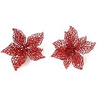 LAALU Christmas ornaments - flowers on clip, red, 18 cm, 2 pcs - Christmas Ornaments