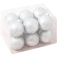 LAALU Christmas ornaments - balls, silver with glitters, diameter 4 cm, 12 pcs - Christmas Ornaments