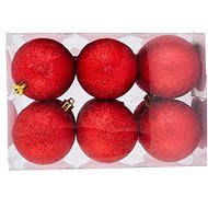 LAALU – Súprava 12 ks ozdôb červené s glitrami 4 cm - Vianočné ozdoby