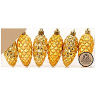 LAALU Christmas decorations - cones, gold matt/gloss, 9 cm, 6 pcs - Christmas Ornaments