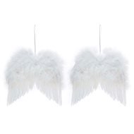 Sada 2 ks dekorací: Křídla bílá 13 x 9 cm - Vánoční ozdoby
