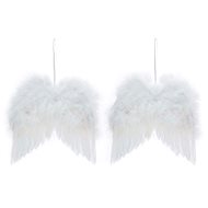 LAALU Christmas decorations - wings, white, 8 x 8 cm, 2 cm - Christmas Ornaments