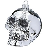 LAALU Christmas ornaments - skull with glitters, silver, 9 cm - Christmas Ornaments