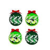 LAALU Christmas decorations - balls, green with leaves, diameter 8 cm, 4 pcs - Christmas Ornaments