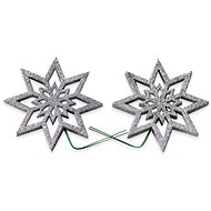LAALU Christmas ornaments - star on a wire, silver, 8 cm, 2 pcs - Christmas Ornaments