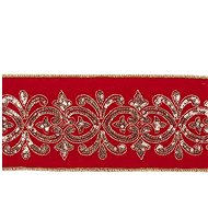 LAALU Ribbon - luxury, red velvet with decoration, 10 cm x 4,5 m - Ribbon