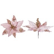 Květina s klipem champagne-růžová a flitry 30 cm - Vánoční dekorace