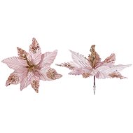 LAALU Christmas decoration - flower with clip, champagne/pink with sequins, 30 cm - Christmas Ornaments