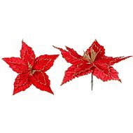 LAALU Kvet s klipsom červený, zlatý lem 30 cm - Vianočná dekorácia