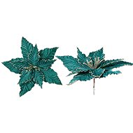LAALU Christmas decoration - flower with clip, green with gold trim, 30 cm - Christmas Ornaments