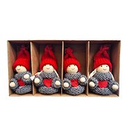 LAALU Christmas ornaments - figures with heart, red, 8 cm, 4 pcs - Christmas Ornaments