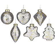 LAALU Christmas ornaments - balls, silver and gold with glitters, diameter 10 cm, 6 pcs - Christmas Ornaments