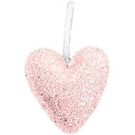 LAALU Christmas ornaments - leatherette heart, pink with glitters, 12,5 cm - Christmas Ornaments