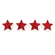 LAALU Christmas decorations - stars on a pin, red, 4 pcs - Christmas Ornaments