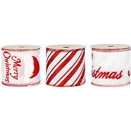 LAALU Set of 3 ribbons: ribbons with Christmas print red and white 6,5 cm x 270 cm - Ribbon