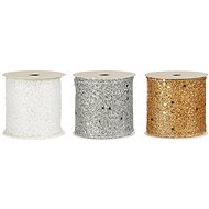 LAALU Set of 3 ribbons: glitter ribbons white, silver, champagne 6,5 cm x 270 cm - Ribbon