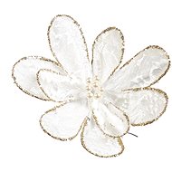 LAALU Christmas decoration - flower on clip with golden border, white, 25 cm - Christmas Decoration