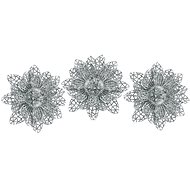 LAALU Set of 3 decorations: flower on clip silver B 12 cm - Christmas Ornaments