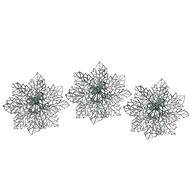 LAALU Set of 3 decorations: flower on clip silver D 12 cm - Christmas Ornaments