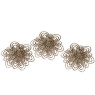 LAALU Set of 3 decorations: flower on clip champagne C 12 cm - Christmas Ornaments