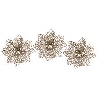 LAALU Set of 3 decorations: flower on clip champagne D 12 cm - Christmas Ornaments