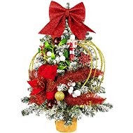 LAALU Christmas tree decorated with LED lights - RED BOWER, 34 ornaments, 60 cm - Christmas Tree